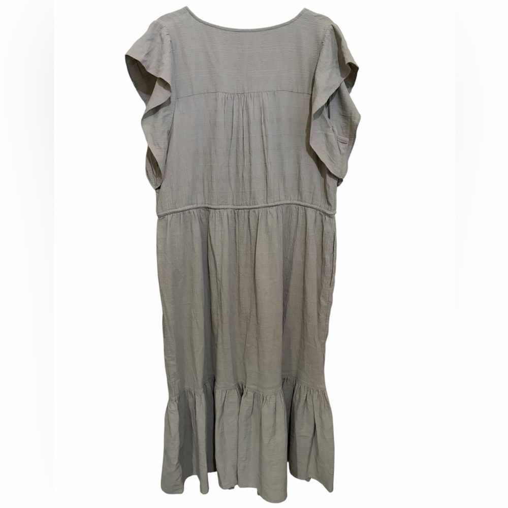 Lucky Brand Gauze Cotton Sage Midi Maxi Dress Tiered Hem Cottage Boho SZ 14-16 - Picture 9 of 13